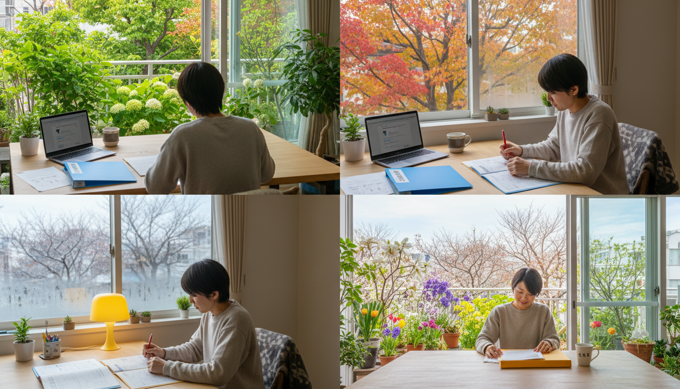 保育園申し込み書類を準備する保護者のイメージ(イメージ画像)