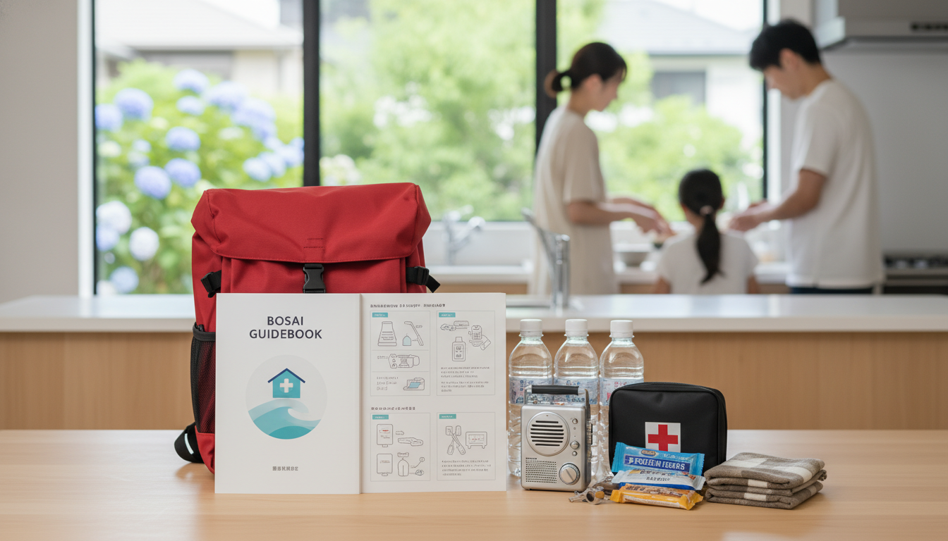 防災ガイドブックと非常持出品のイメージ（イメージ画像）
